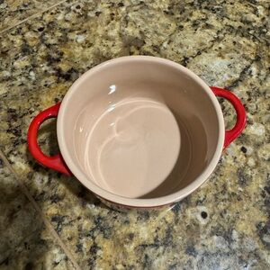 Le Creuset Red and Cream Mini Round Cocotte